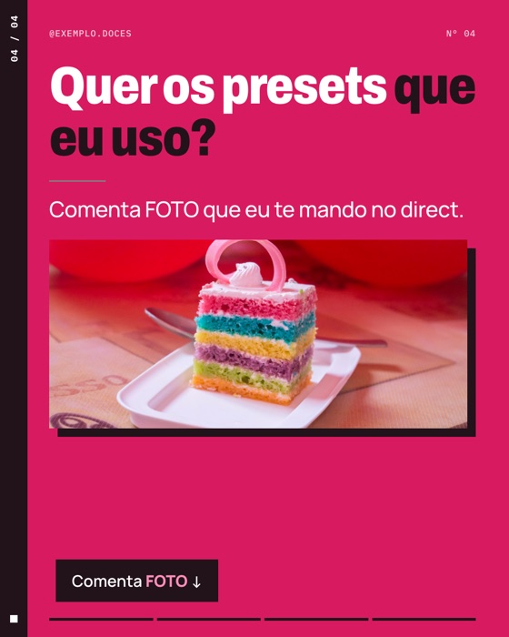 Slide 4 do carrossel de exemplo de confeitaria